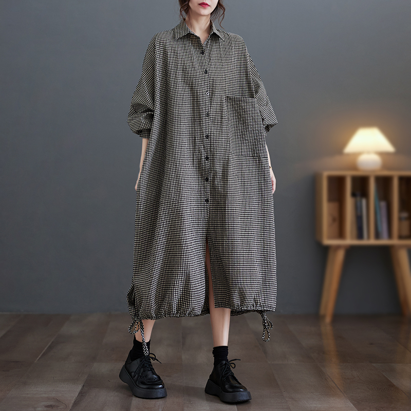 Elegant Casual Cotton Linen Pl - Casual Loose Linen Shirt Dress ulasan dan harga
