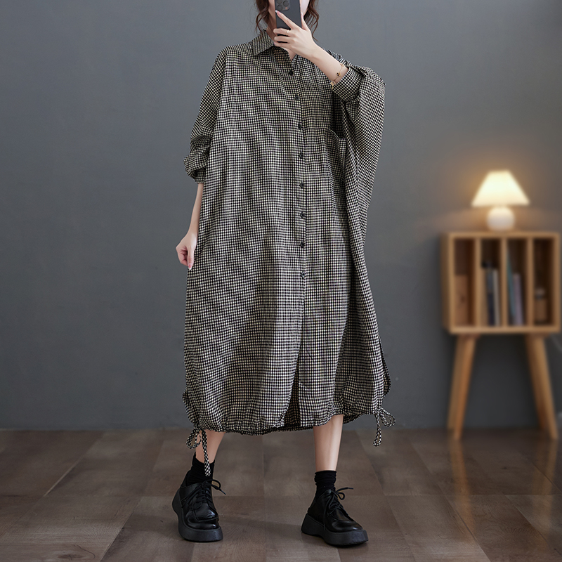 Elegant Casual Cotton Linen Pl - Casual Loose Linen Shirt Dress ulasan dan harga