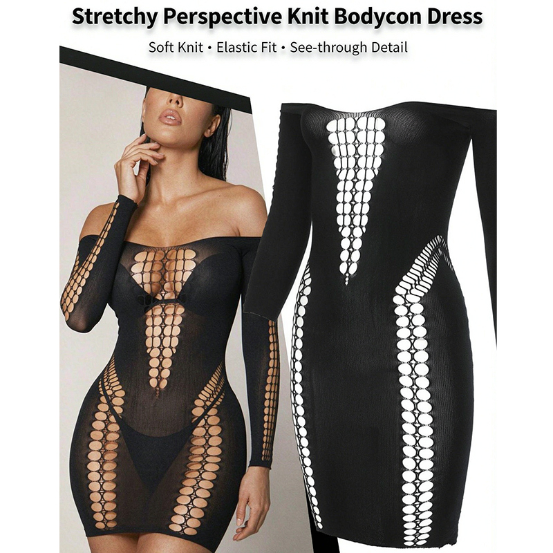 Women Sheer Mesh Long Sleeve B - Sexy Mesh Sheer Bodycon Dress ulasan dan harga