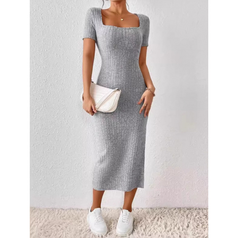 Ropa Para Mujer Vintage Ribbed - Bodycon Long Sleeve Ribbed Dress ulasan dan harga