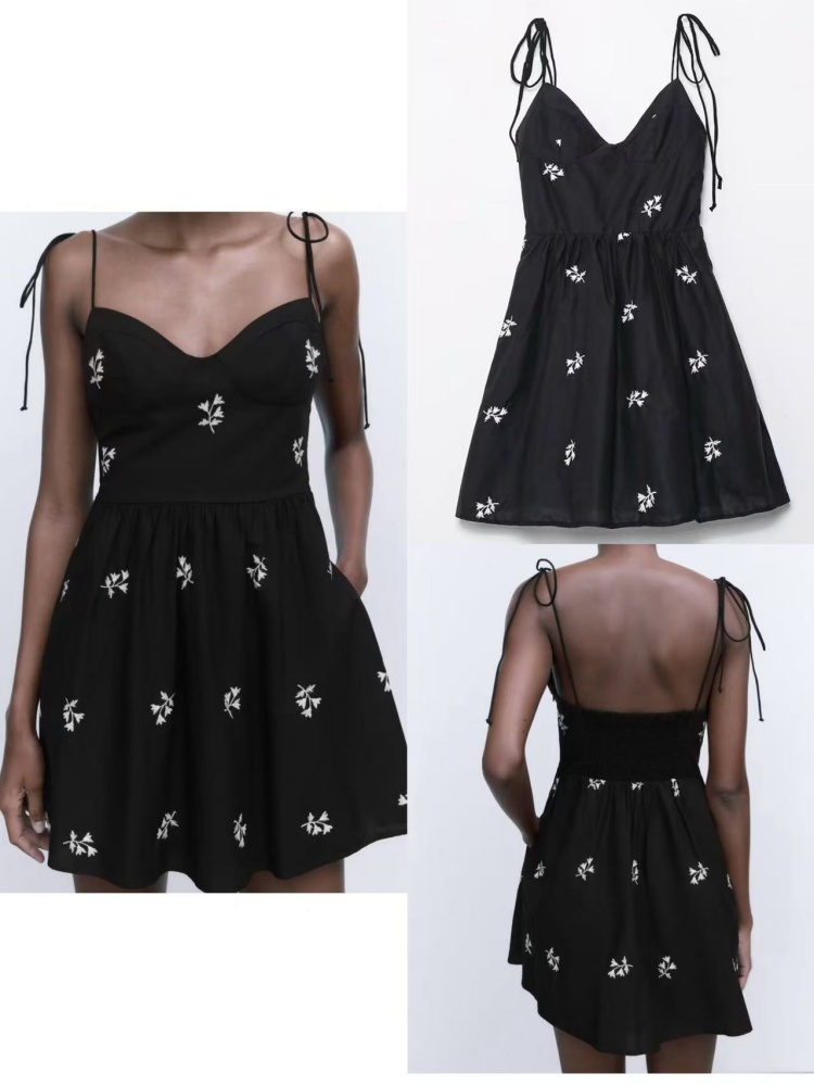 Women's black dress, taffeta,  - French Vintage Floral Midi Dress ulasan dan harga