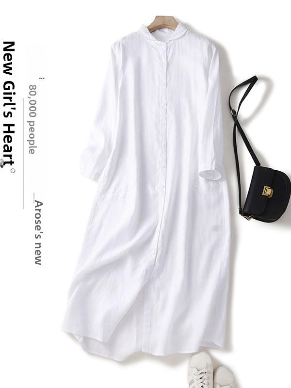 Casual Cotton Linen Loose Shir - Casual Loose Linen Shirt Dress ulasan dan harga