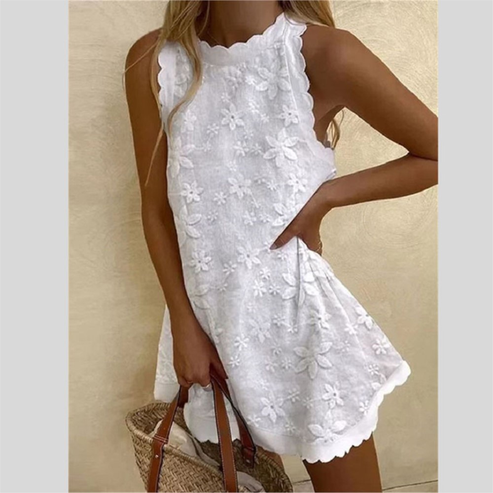 Casual White Lace Mini Dress W - French Vintage Floral Midi Dress ulasan dan harga