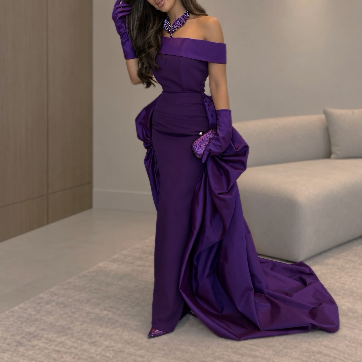 Customized Sexy Satin Evening  - Elegant Satin Evening Gown Split ulasan dan harga