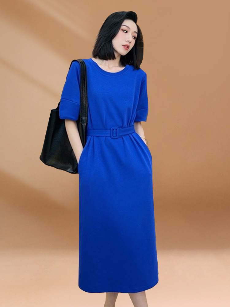 Klein Blue Women's Summer Casu - Korean Style A Line Shirt Dress ulasan dan harga