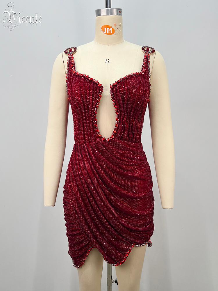 VC 2026 Sexy Red Rhinestone Mi - Sparkly Rhinestone Club Party Dress ulasan dan harga