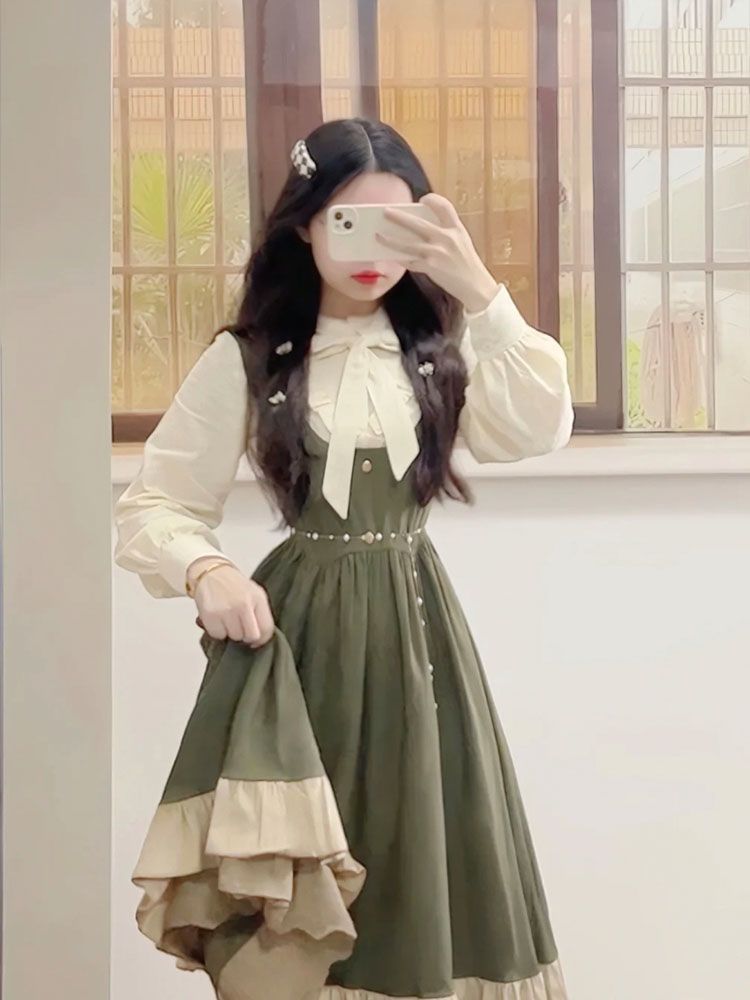 2025 New Japanese Korean Kawai - Korean Style A Line Shirt Dress ulasan dan harga