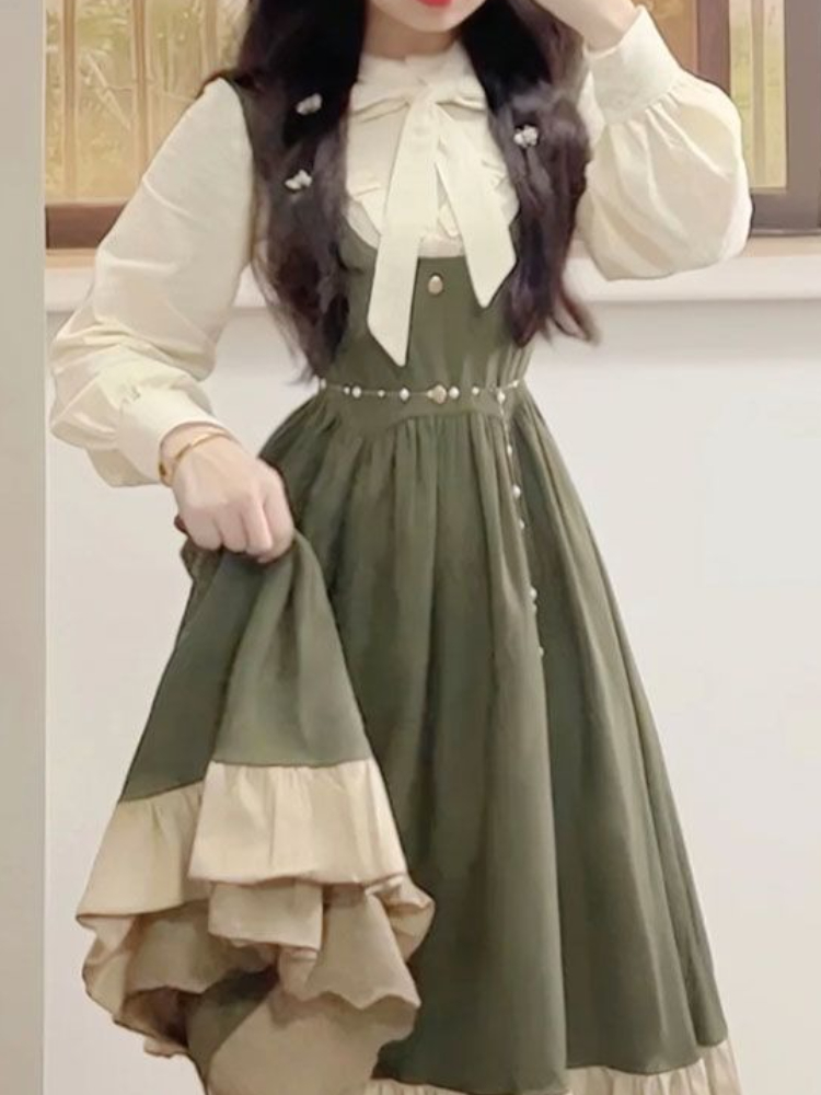 2025 New Japanese Korean Kawai - Korean Style A Line Shirt Dress ulasan dan harga
