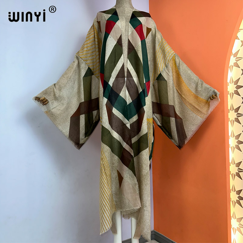 WINYI kimono summer boho print - Boho Summer Beach Maxi Dress ulasan dan harga